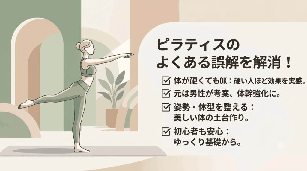 ピラティスの向き・不向きにまつわる「よくある誤解」4つ_まとめ画像